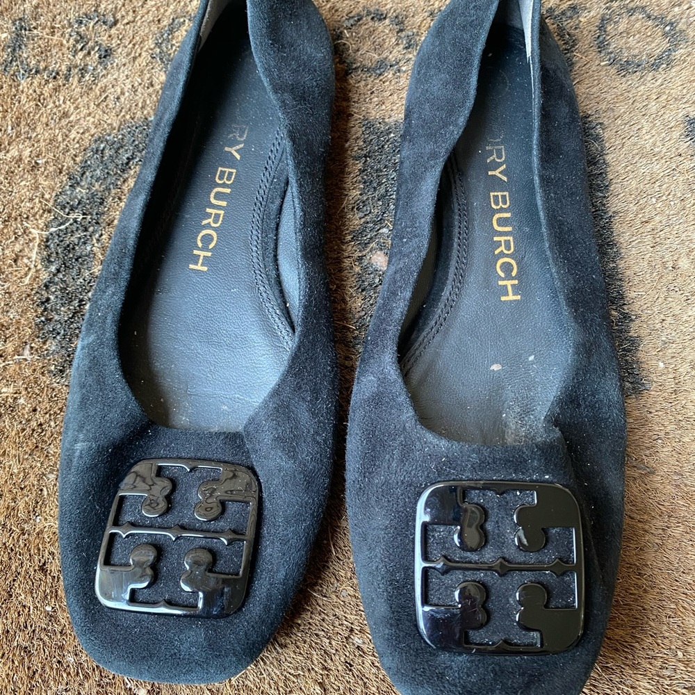 TORY BURCH Georgia Ballet Flat in Black Suede & Leather Sole Women’s Sz 6.5 - Picture 3 of 9